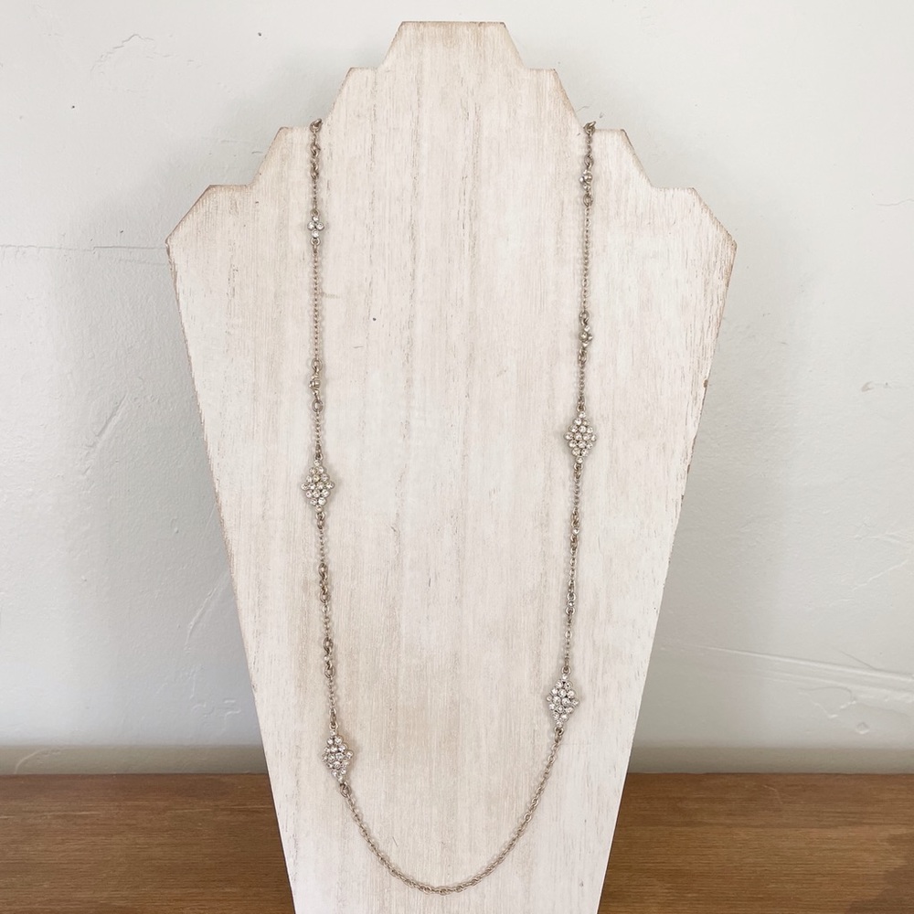 LOFT Long Gold Chain Pave Necklace NWOT